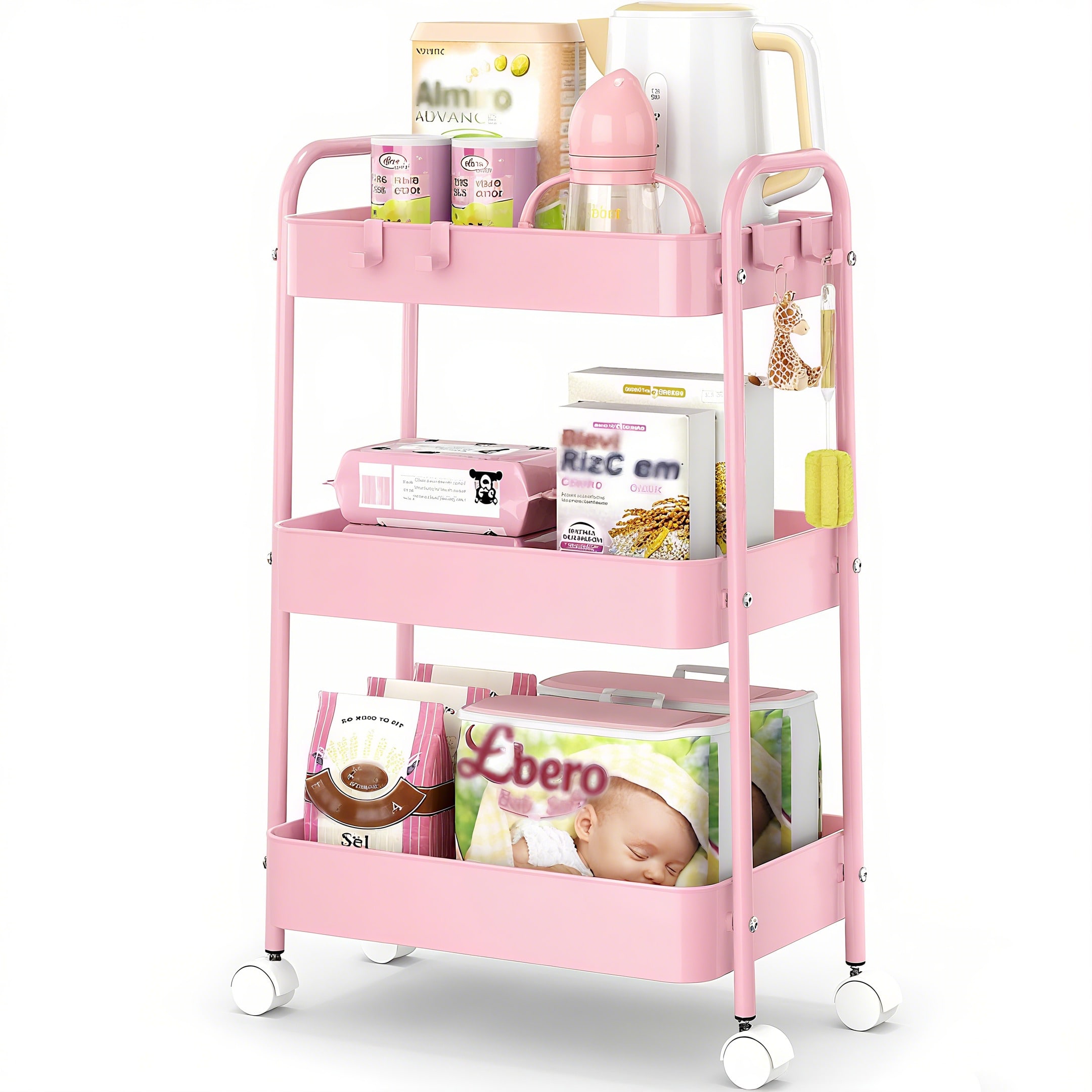 Baby Nursery Essentials - Carrinho de Metal de 3 Níveis