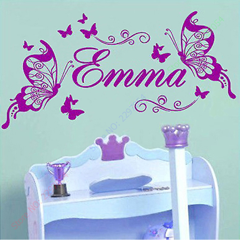 Baby Nursery Panelling - Novas borboletas nome personalizado vinil borboleta