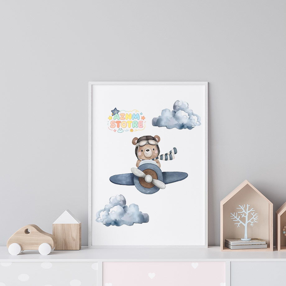 Baby Nursery Hot Air Balloon - Pôsteres de Quarto Infantil com Tema