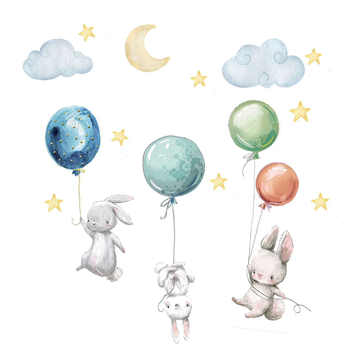 Baby Nursery Hot Air Balloon - Adesivos de Parede de Animais em