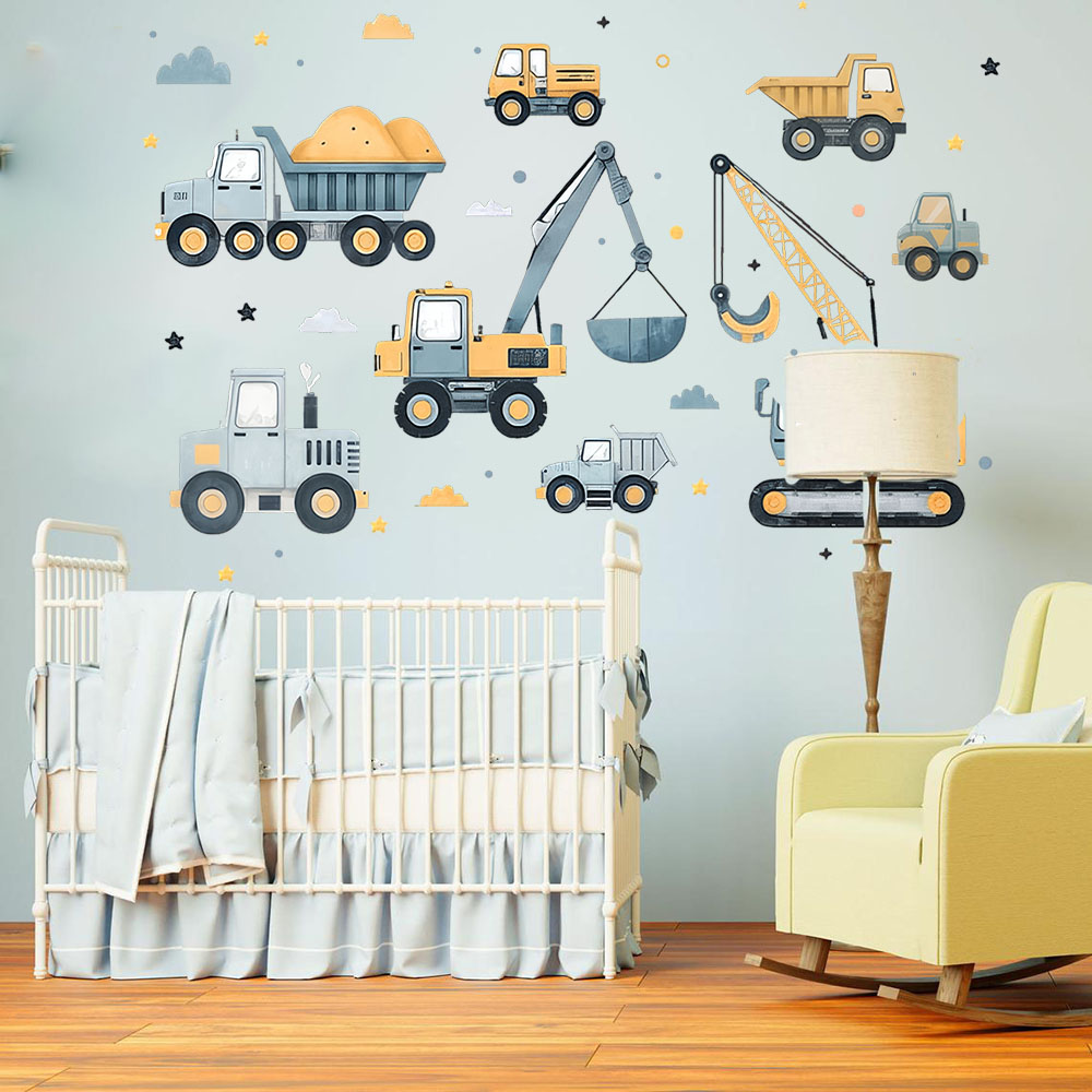 Baby Nursery Decals - Conjunto de veículos escavadeira dos desenhos