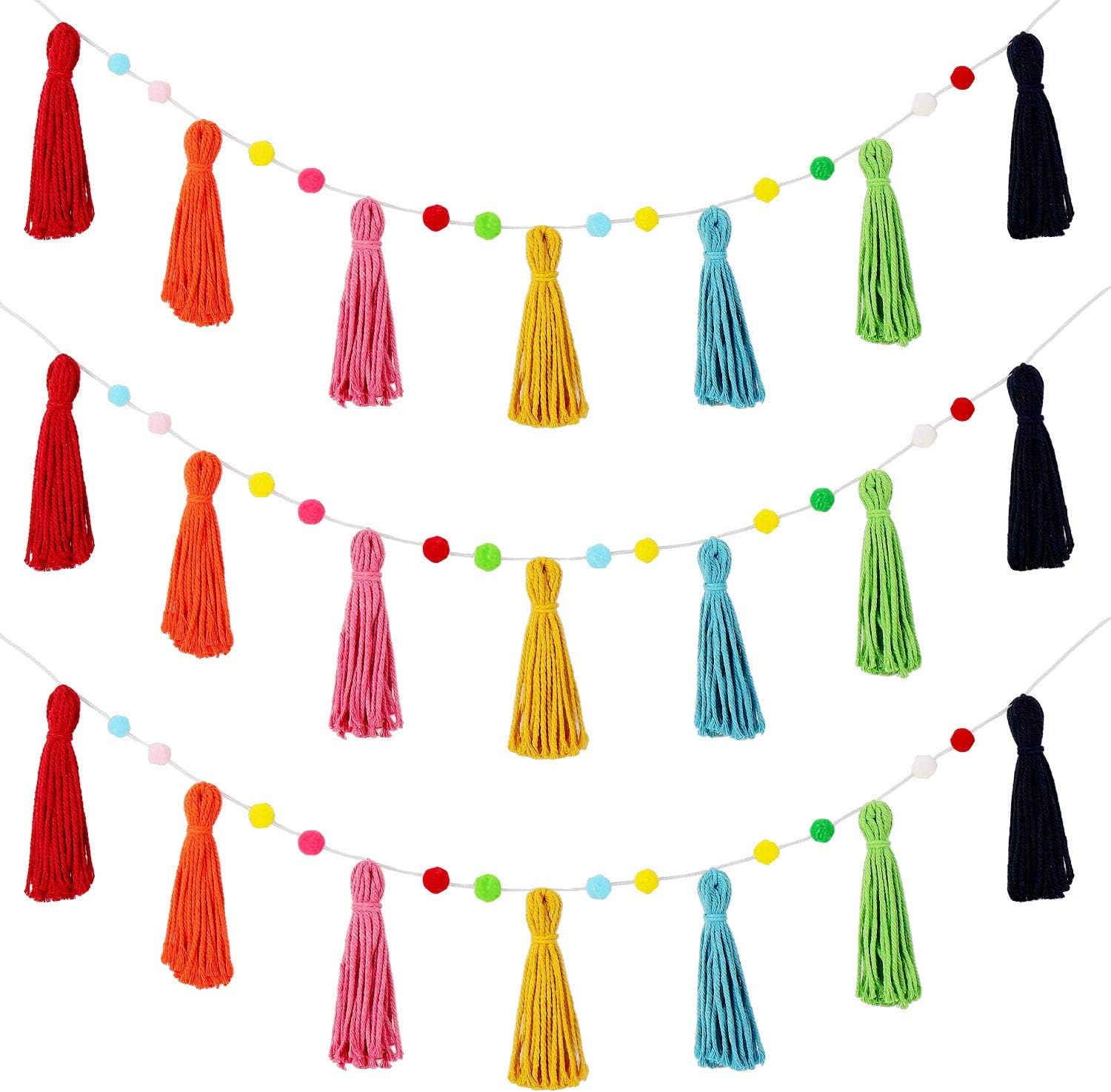 Baby Nursery Fabric - 3 pçs colorido arco-íris boho borla