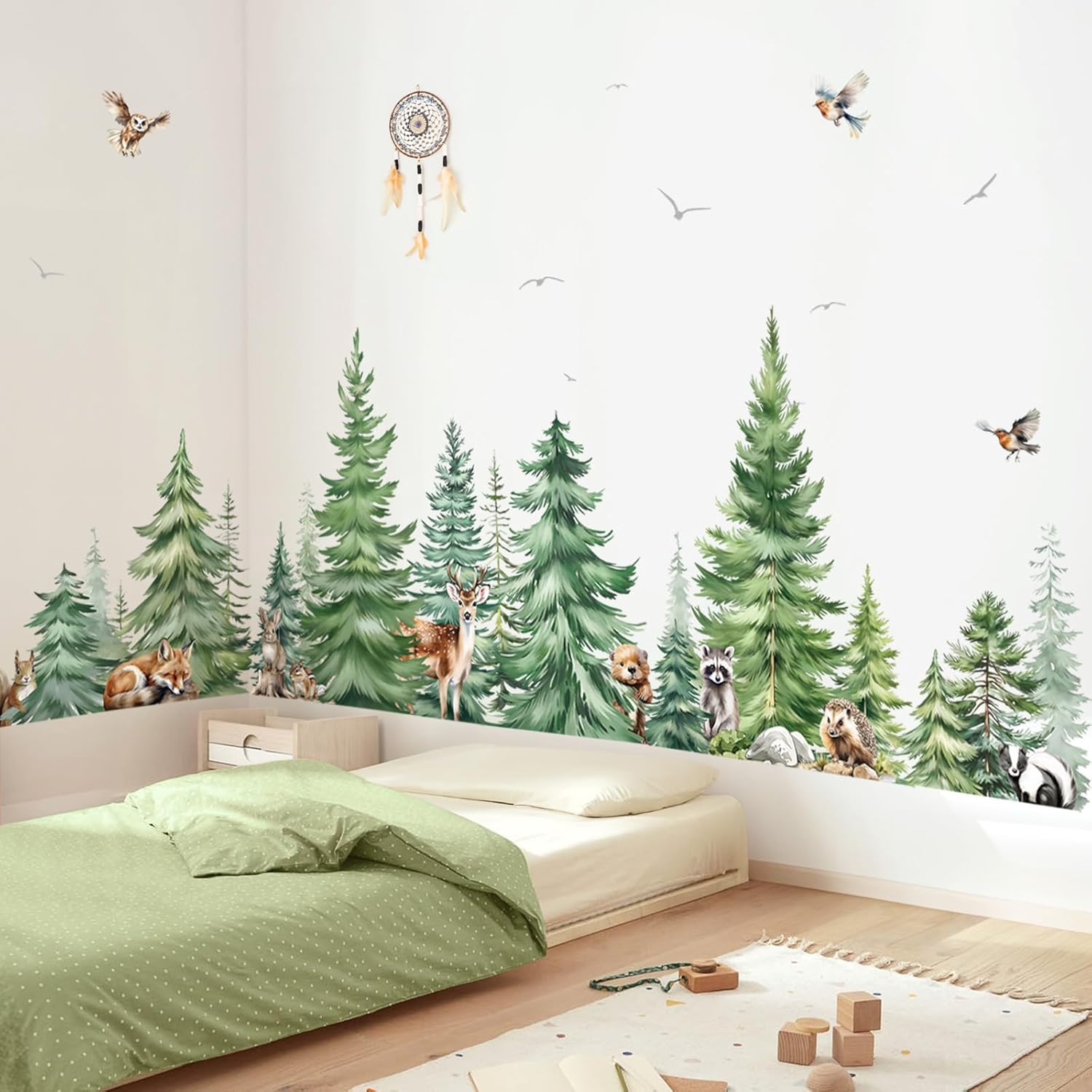 Baby Nursery Panelling - Grande aquarela pinheiro animais adesivos de