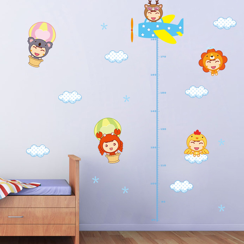 Baby Nursery Mural Wallpaper - Crianças dos desenhos animados altura adesivo