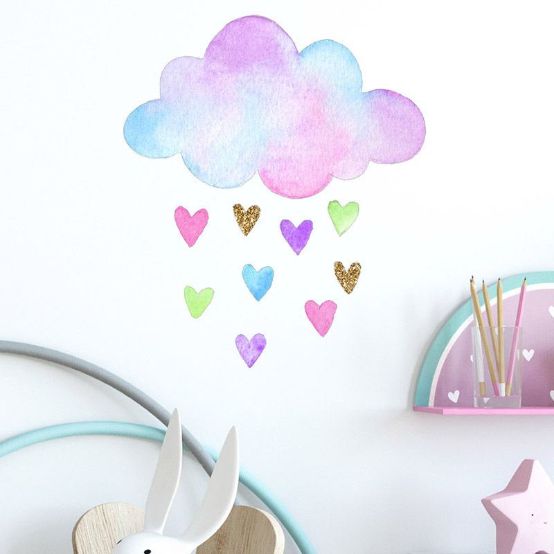 Baby Nursery Mural Wallpaper - Adesivo de parede colorido com nuvens