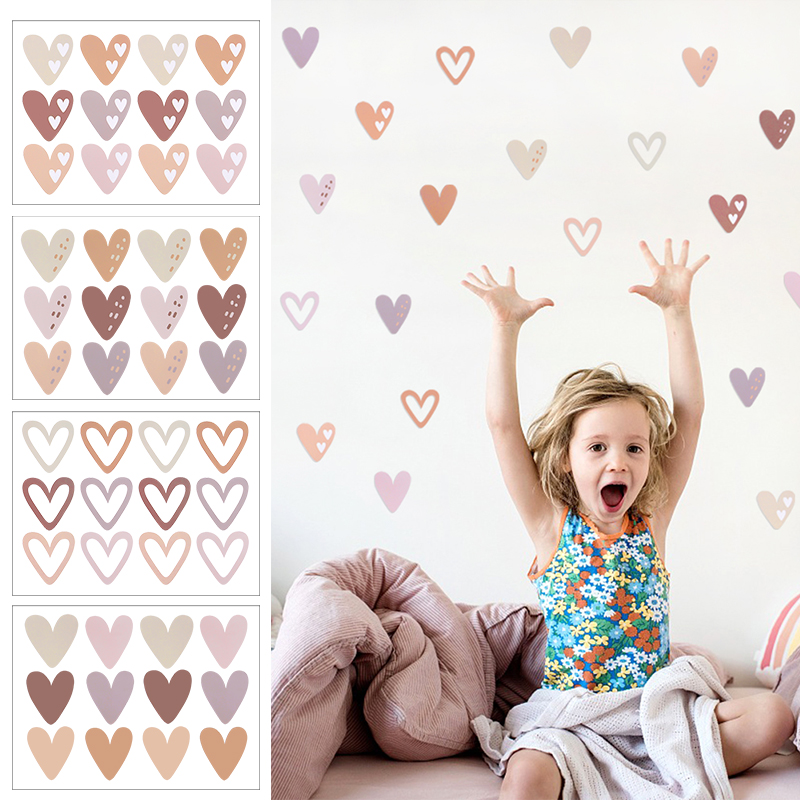 Baby Nursery Mural Wallpaper - Adesivo de Parede Lovely Hearts Ins