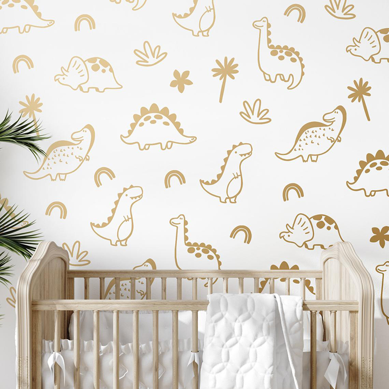 Baby Nursery Panelling - Dinossauro Geométrico Árvore Arco-íris Adesivo de