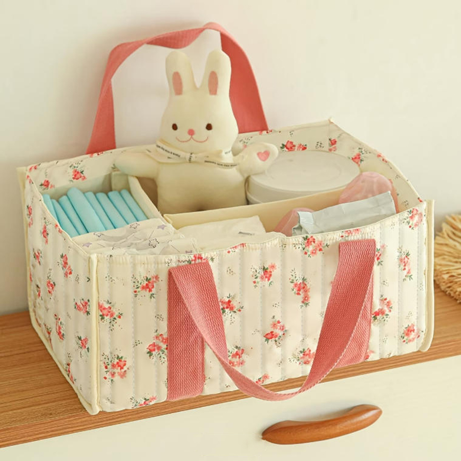 Baby Nursery Essentials - Organizador de Fraldas Floral, Cesta de
