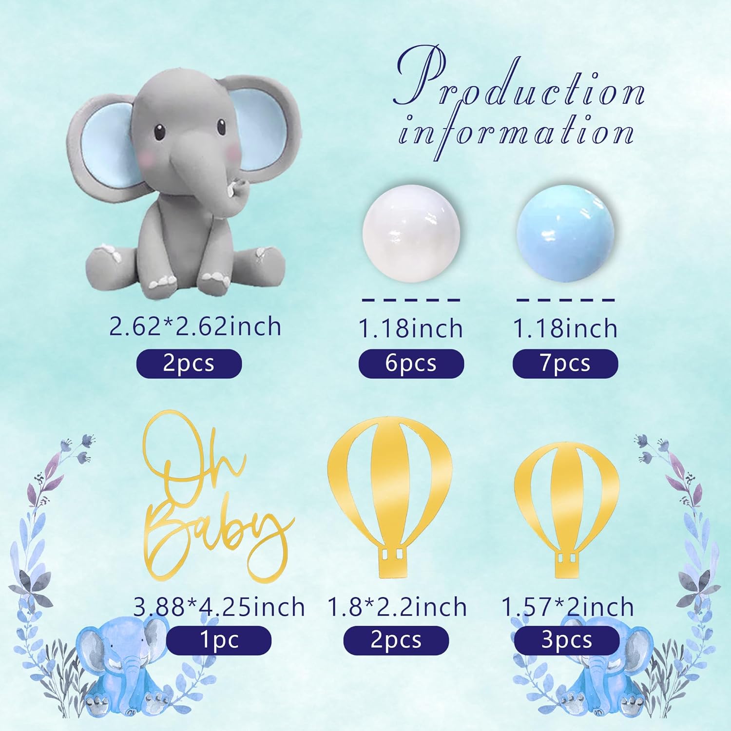 Decoração de bolo de elefante, - Baby Nursery Hot Air Balloon avaliação e preço