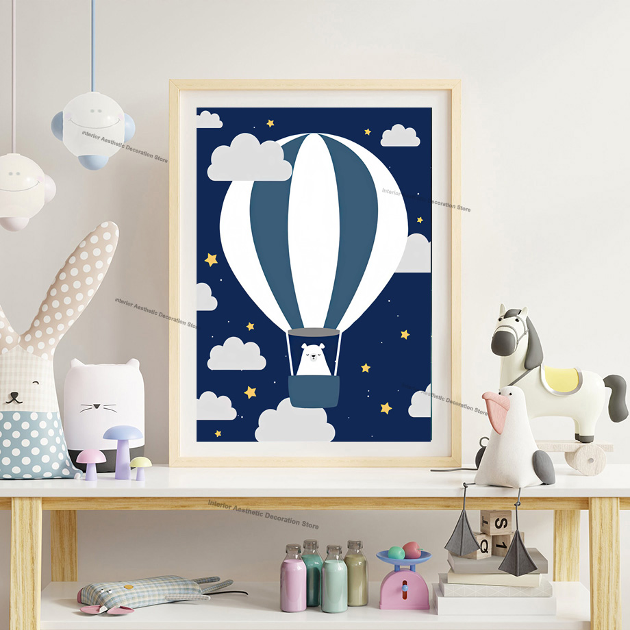 Pôsteres e Impressões de Arte  - Baby Nursery Hot Air Balloon avaliação e preço