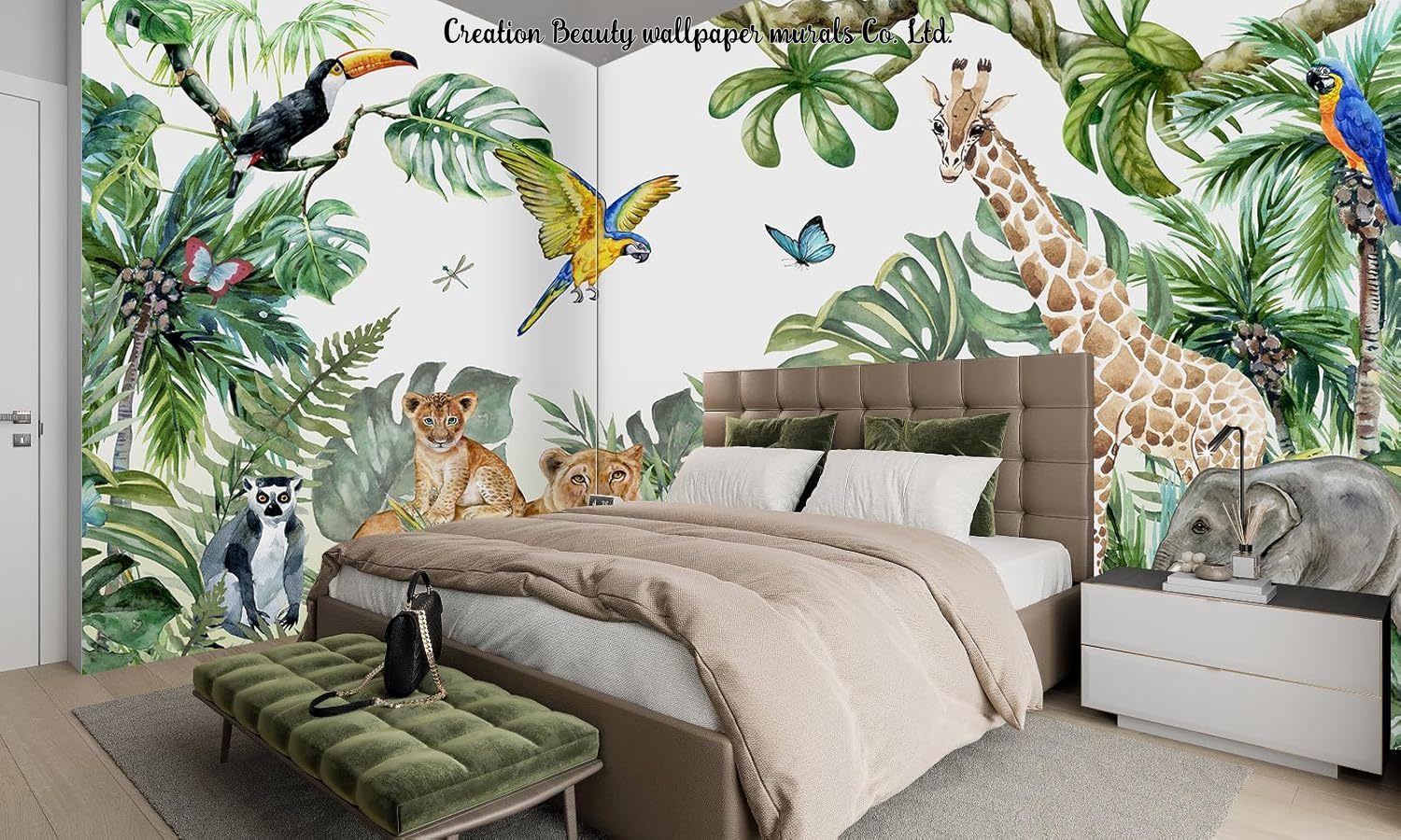 Papel de Parede de Animais em  - Baby Nursery Mural Wallpaper avaliação e preço