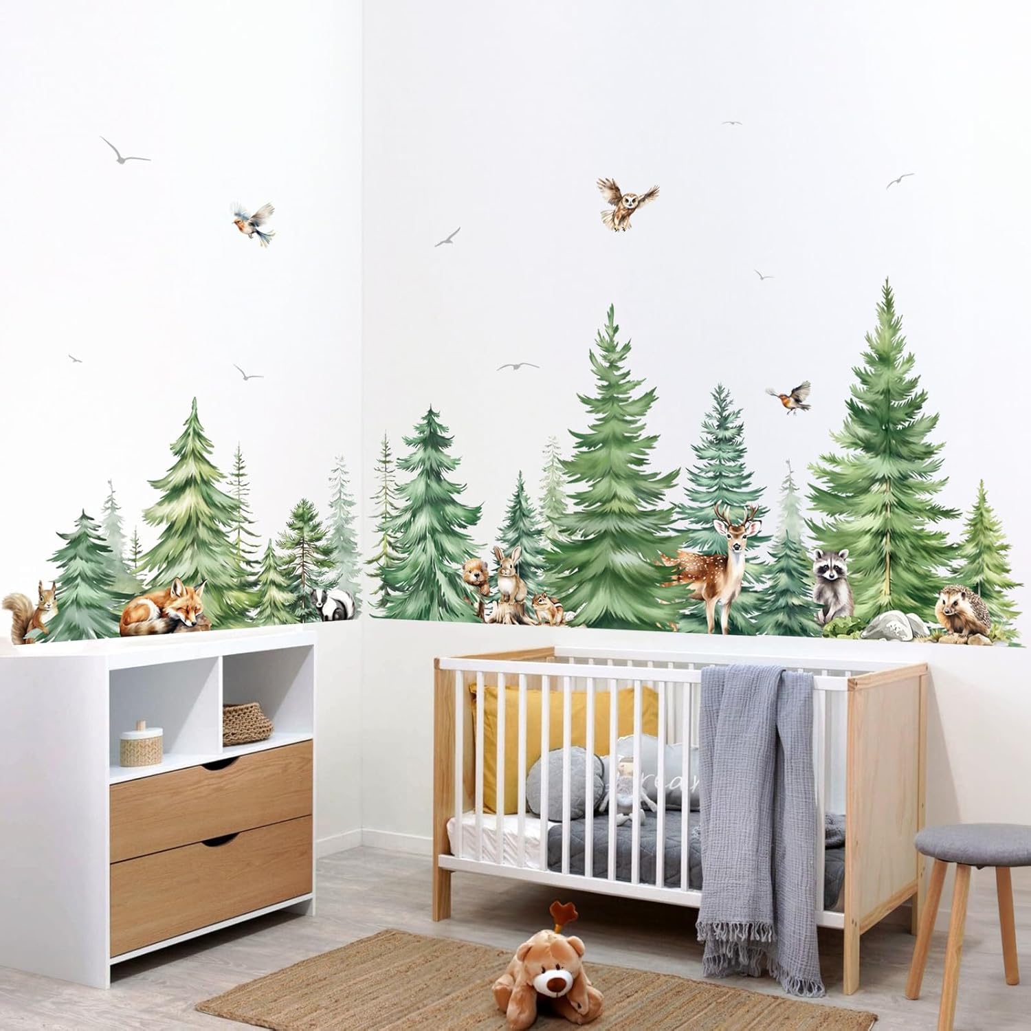Grande aquarela pinheiro anima - Baby Nursery Panelling avaliação e preço