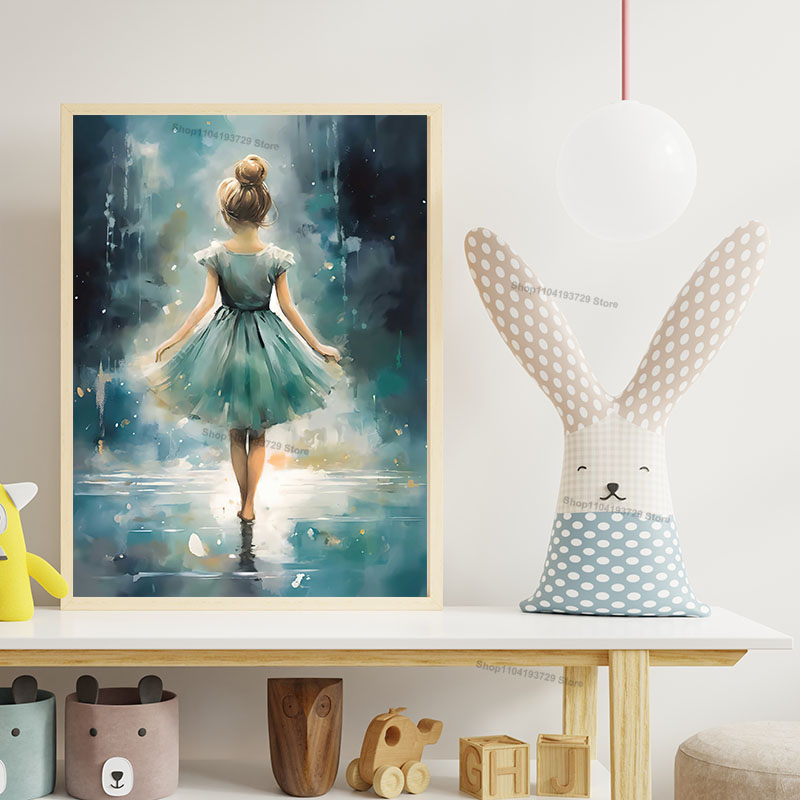 Pintura em aquarela de menina  - Baby Nursery Posters avaliação e preço