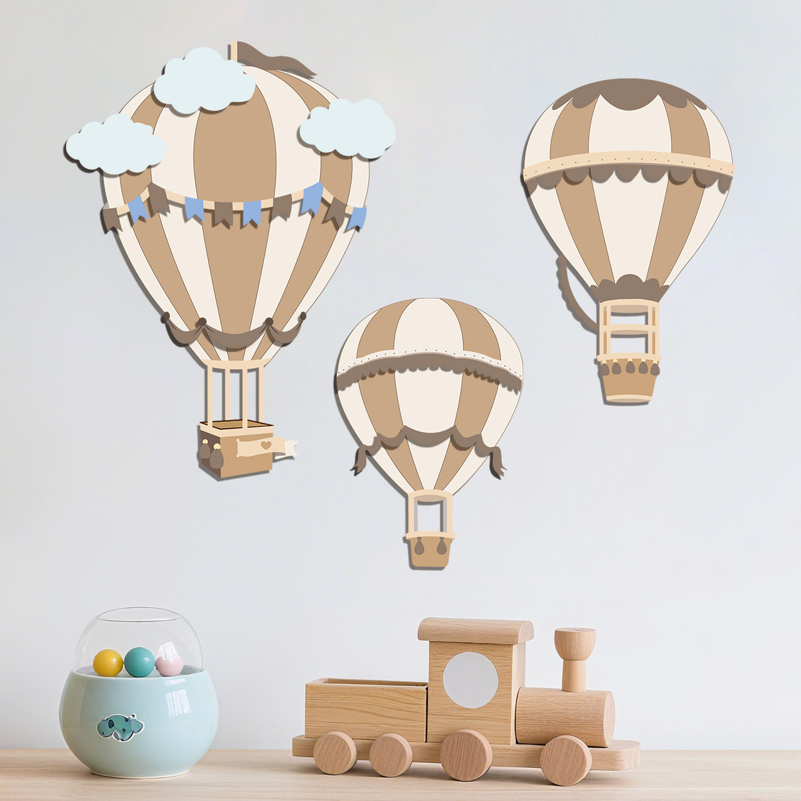 Decoração de Parede de Madeira - Baby Nursery Hot Air Balloon avaliação e preço