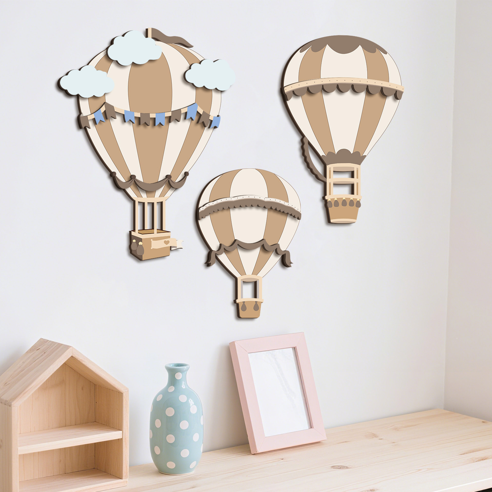 Decoração de Parede de Madeira - Baby Nursery Hot Air Balloon avaliação e preço