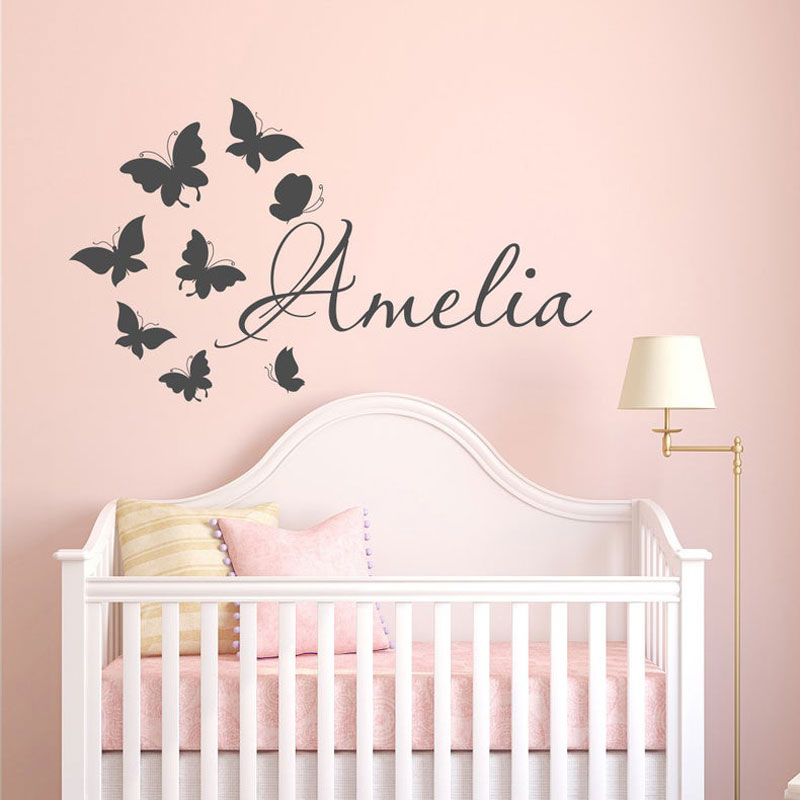 Personalizado meninas nome dos - Baby Nursery Mural Wallpaper avaliação e preço