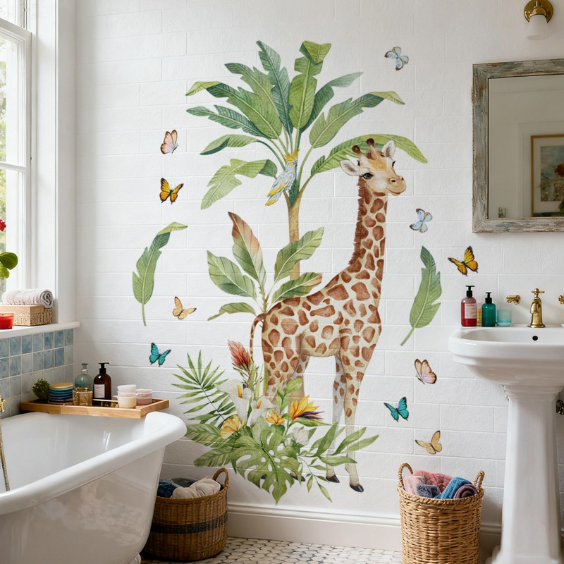Grande floresta animal girafa  - Baby Nursery Mural Wallpaper avaliação e preço