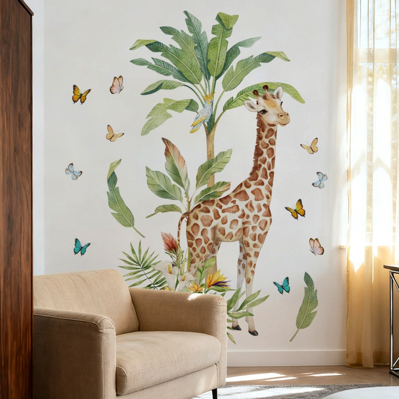 Grande floresta animal girafa  - Baby Nursery Mural Wallpaper avaliação e preço
