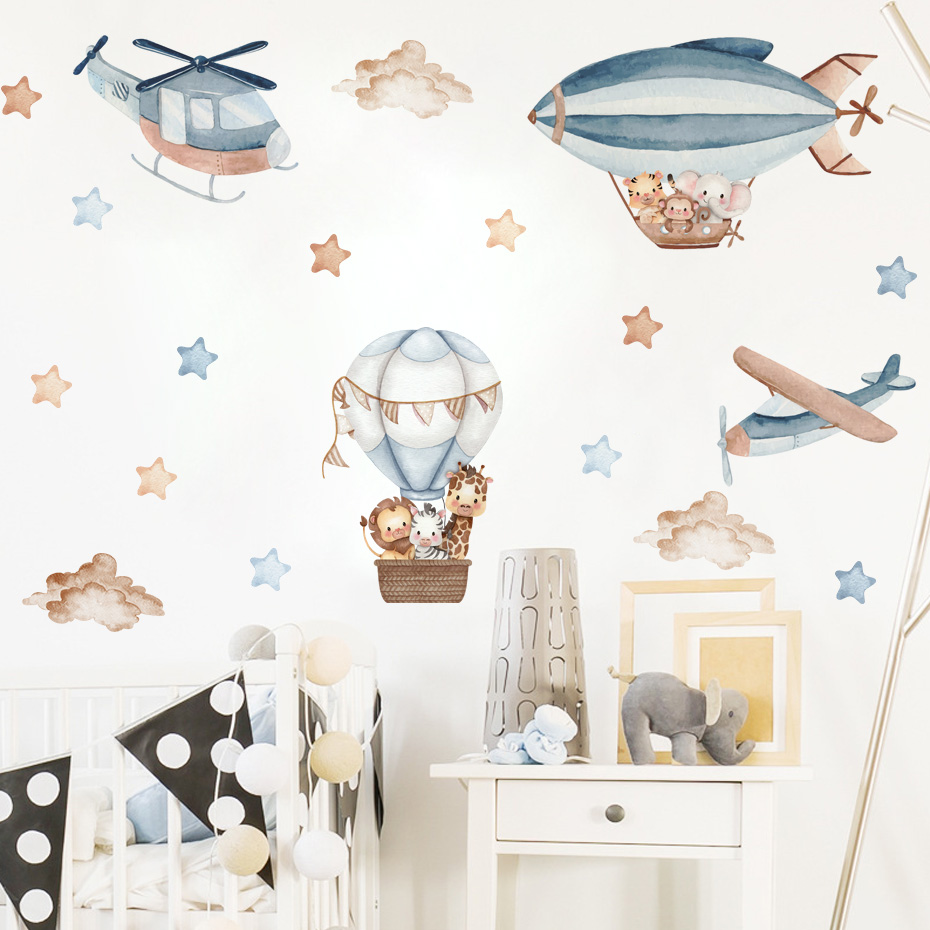 Aquarela animais balão de ar q - Baby Nursery Needs avaliação e preço