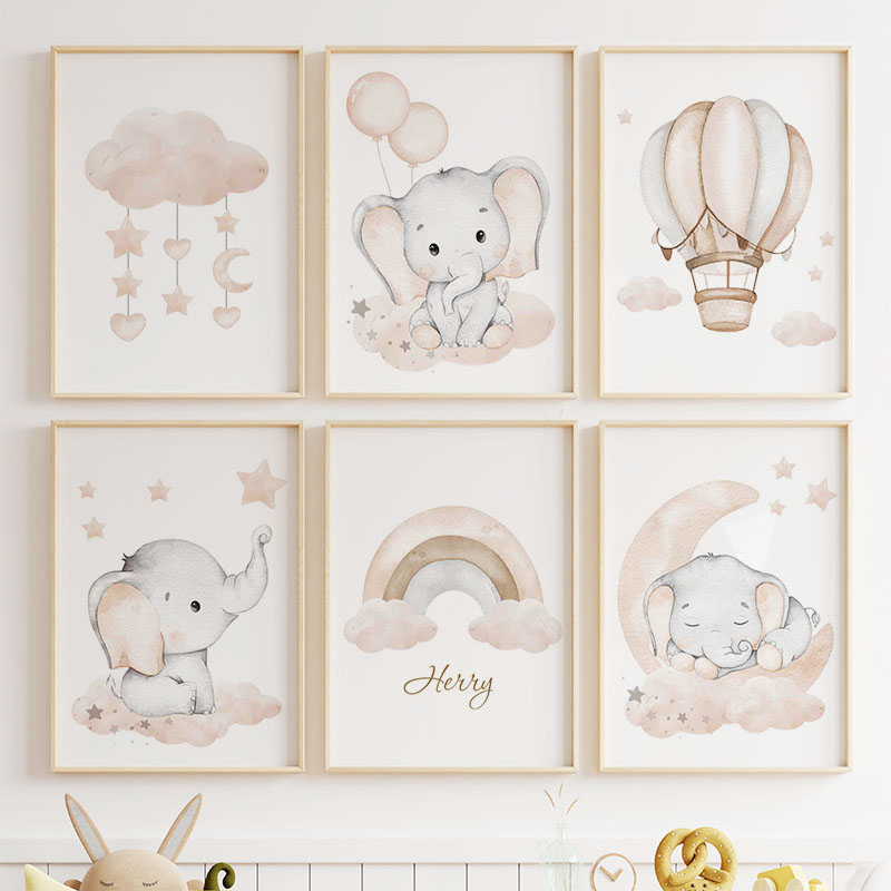 Elefante bonito balão quente l - Baby Nursery Posters avaliação e preço