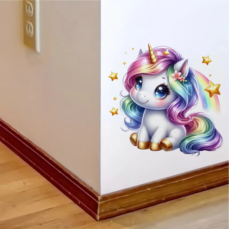 Bonito arco-íris unicórnio ade - Baby Nursery Mural Wallpaper avaliação e preço