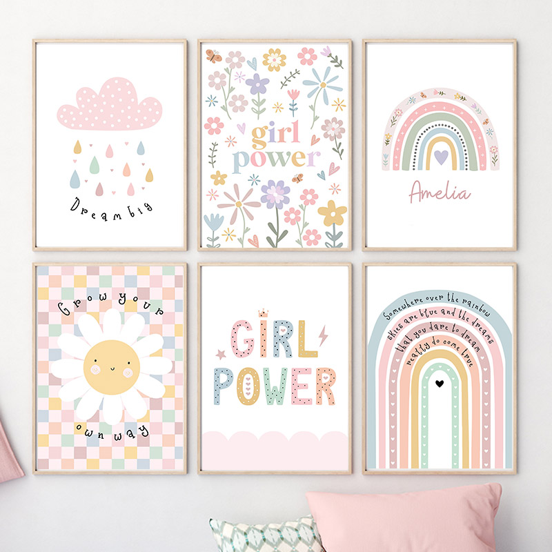 Sol flor arco-íris nuvem coraç - Baby Nursery Posters avaliação e preço