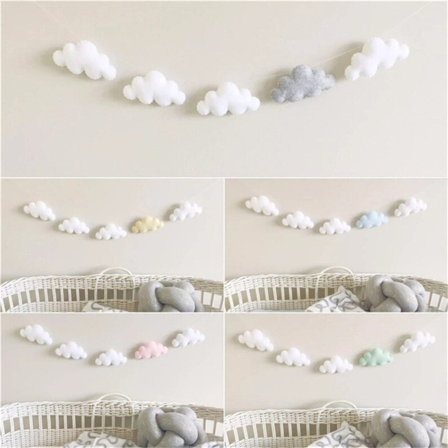 Nordic feltro nuvem guirlandas - Baby Nursery Fabric avaliação e preço