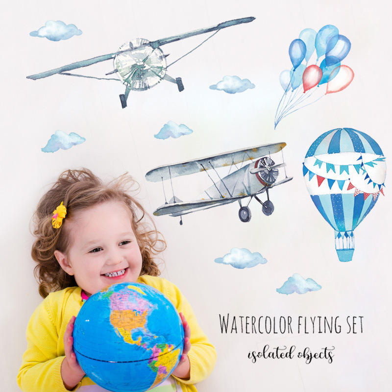 Adesivo de Parede de Avião em  - Baby Nursery Mural Wallpaper avaliação e preço